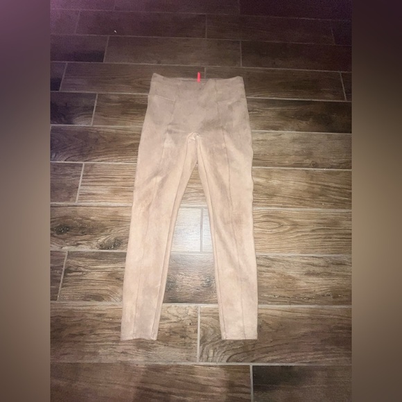 SPANX Pants - Spanx Perfectly Faux tan suede high rise lined ankle leggings Size large